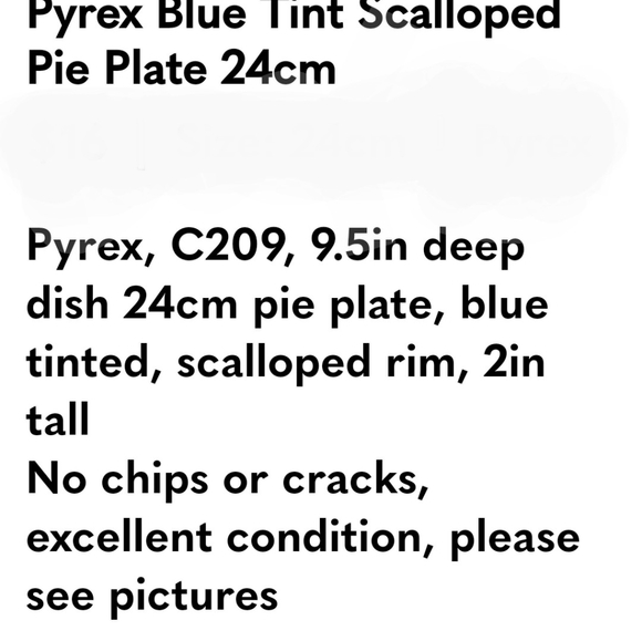 Pyrex Blue Scalloped Deep Dish Pie Plate - Picture 4 of 4